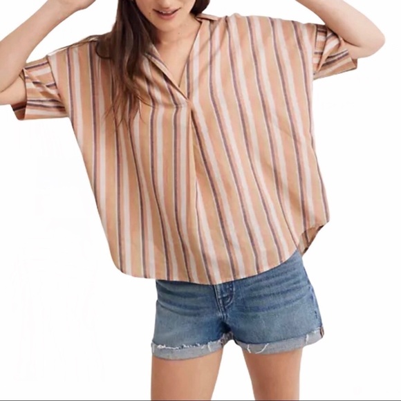Madewell Tops - Madewell Courier Rainbow Stripe Button Back Shirt Size XS Style AL977